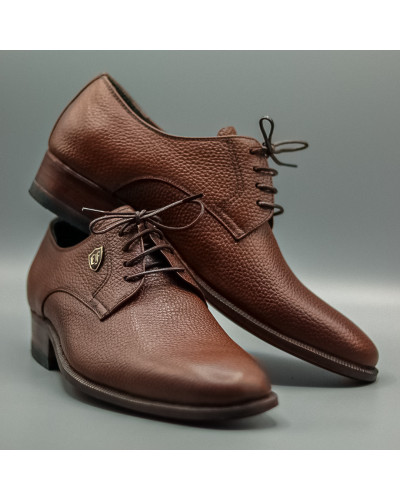 Buy Brown Pebbled Derby Shoes Online | Yakora Fashion