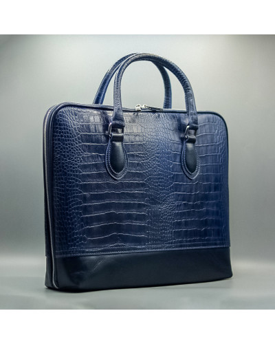 Buy Blue Croc-Texture Structured Tote Bag Online | Yakora Fashion