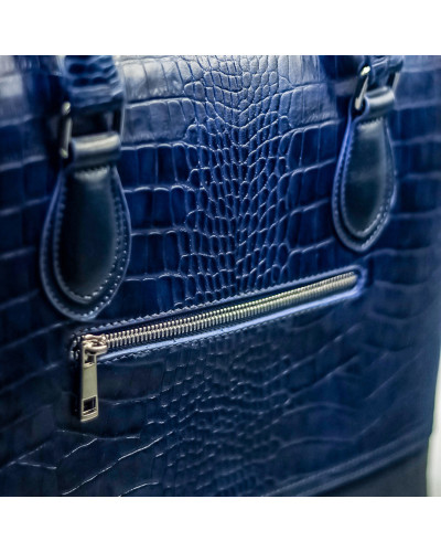 Buy Blue Croc-Texture Structured Tote Bag Online | Yakora Fashion