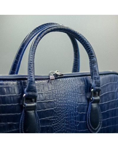 Buy Blue Croc-Texture Structured Tote Bag Online | Yakora Fashion